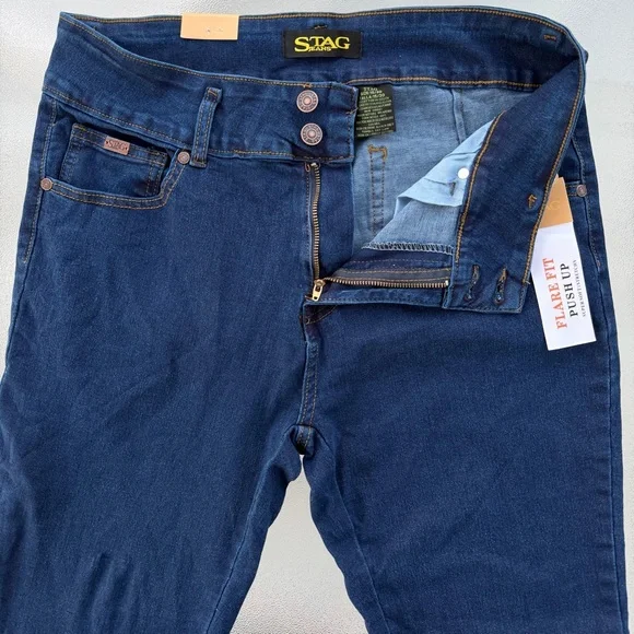 Stag Flare Fit Push Up Super Soft High Rise Stretch Jeans ~ Juniors Tall 30/15 - Picture 4 of 8